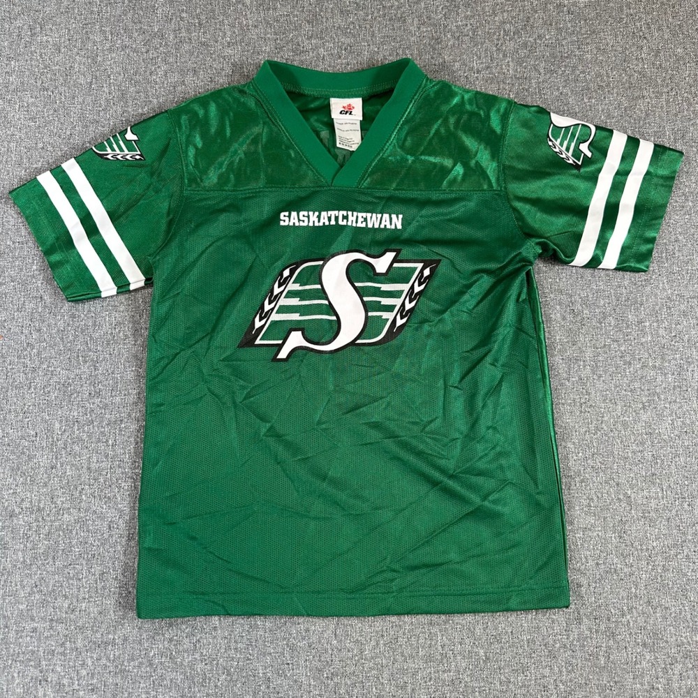 Saskatchewan Roughriders CFL Youth Jersey Green Football Kids Size M‎ 8/10